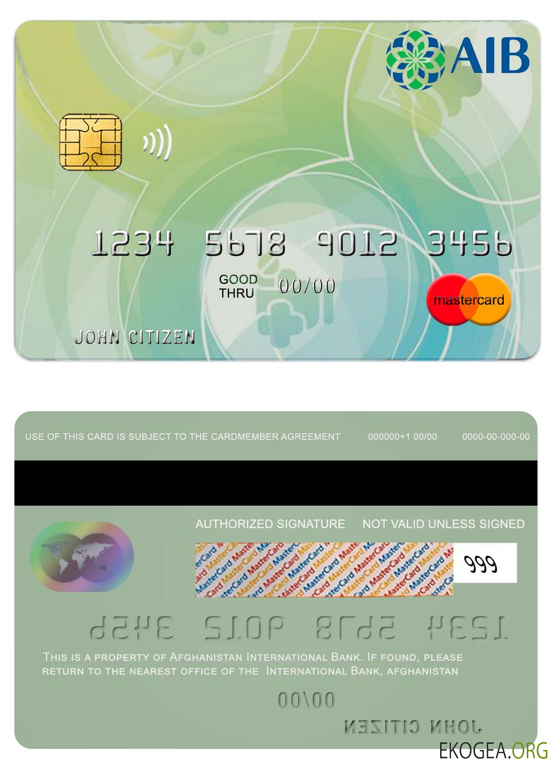 Carte Mastercard de la banque internationale d'Afghanistan